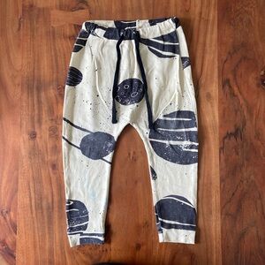 Koolabah organic cotton cream black jogger pant space planet unisex boy kids 2/3